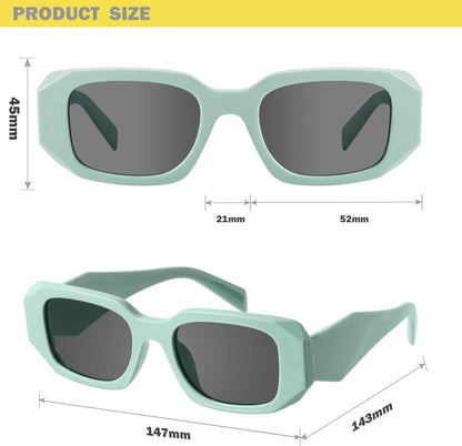 Trendy Rectangle Sunglasses for Women Men Light Green Avocado Vintage Retro Fashion Cool 90S Cute Funky Stylish Chunky Goulding