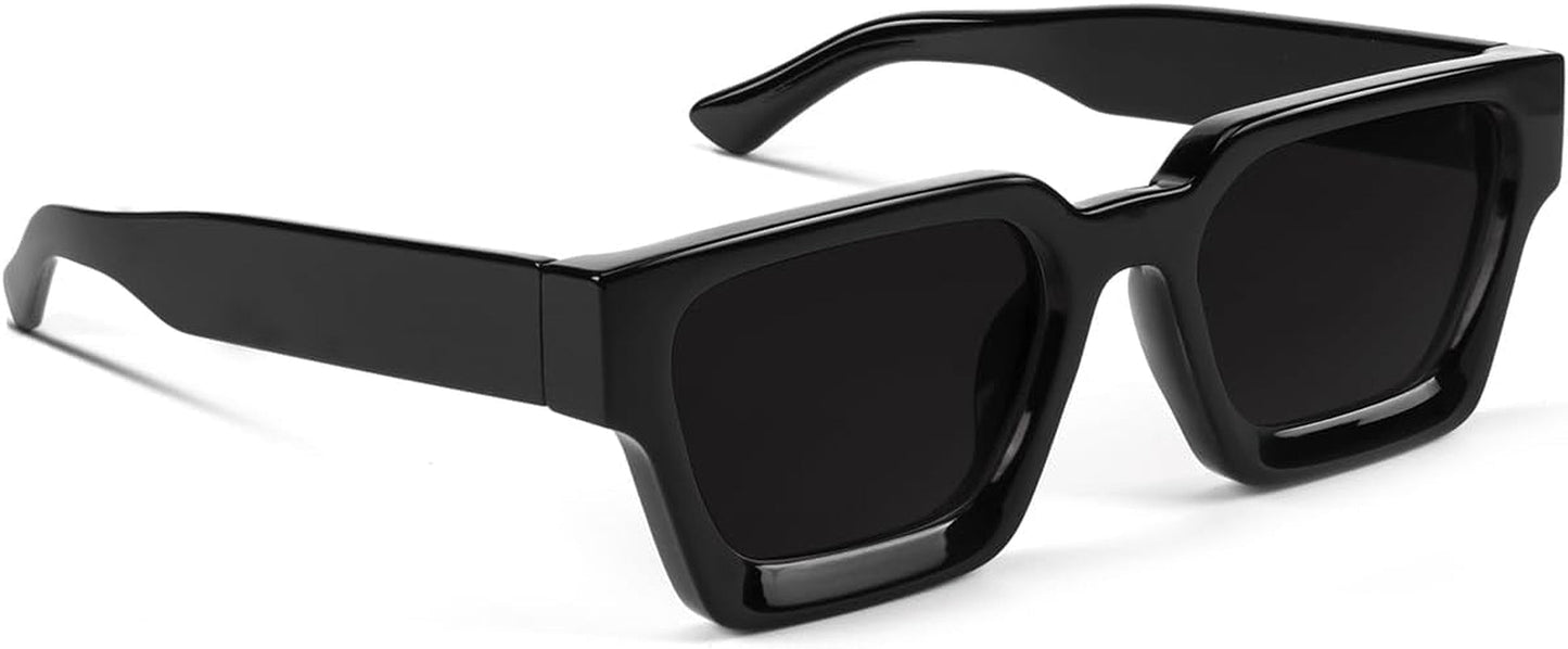 Trendy Square Sunglasses for Men Women Fashion Thick Rectangle Sun Glasses UV Protection Shades Designer Style - WORLD TIME VISITS