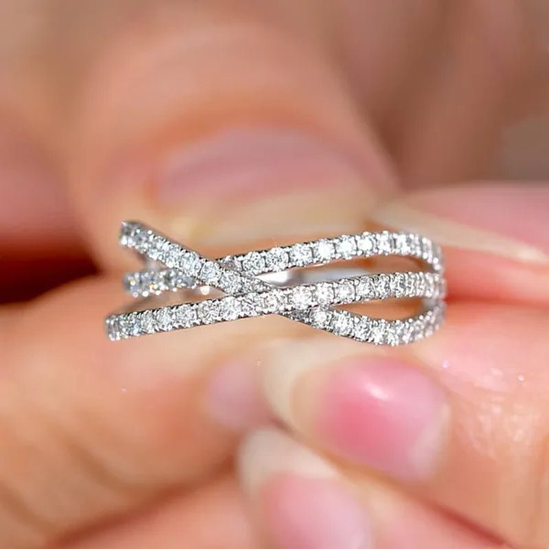 Trendy Twisted Ring for Women Bride Jewelry Wedding Engagement Anniversary Party Band Gift - WORLD TIME VISITS