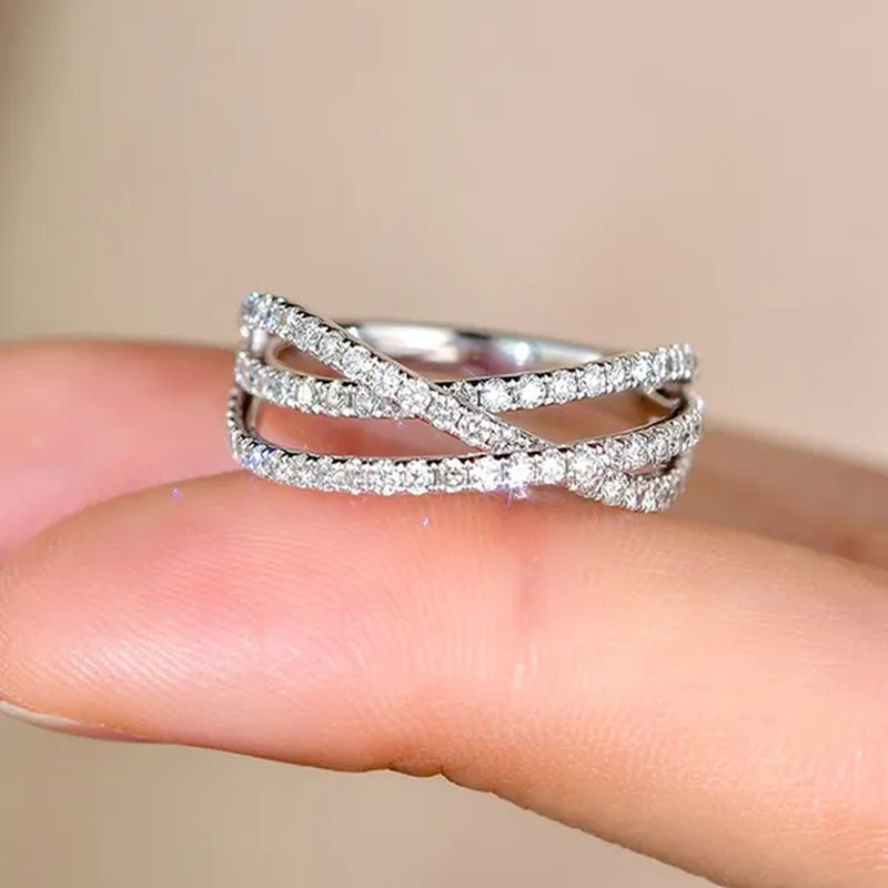 Trendy Twisted Ring for Women Bride Jewelry Wedding Engagement Anniversary Party Band Gift - WORLD TIME VISITS