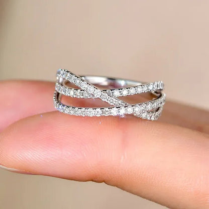 Trendy Twisted Ring for Women Bride Jewelry Wedding Engagement Anniversary Party Band Gift - WORLD TIME VISITS