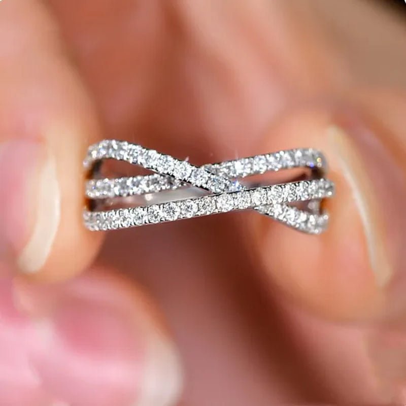 Trendy Twisted Ring for Women Bride Jewelry Wedding Engagement Anniversary Party Band Gift - WORLD TIME VISITS
