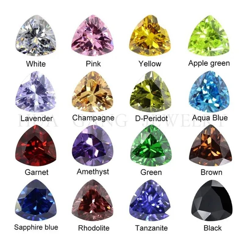 Trilion Triangle Shape Cubic Zirconia Stone Multicolor Brilliant Cut Loose CZ Synthetic Gems Beads for Jewelry AAAAA - WORLD TIME VISITS