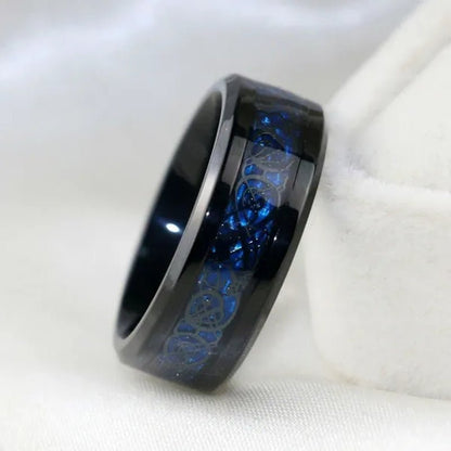 TWO Rings Black Couple Rings 316L Sainless Steel Men'S Rings Princess Cut 5Mm Sapphire Women'S Wedding Ring Sets
