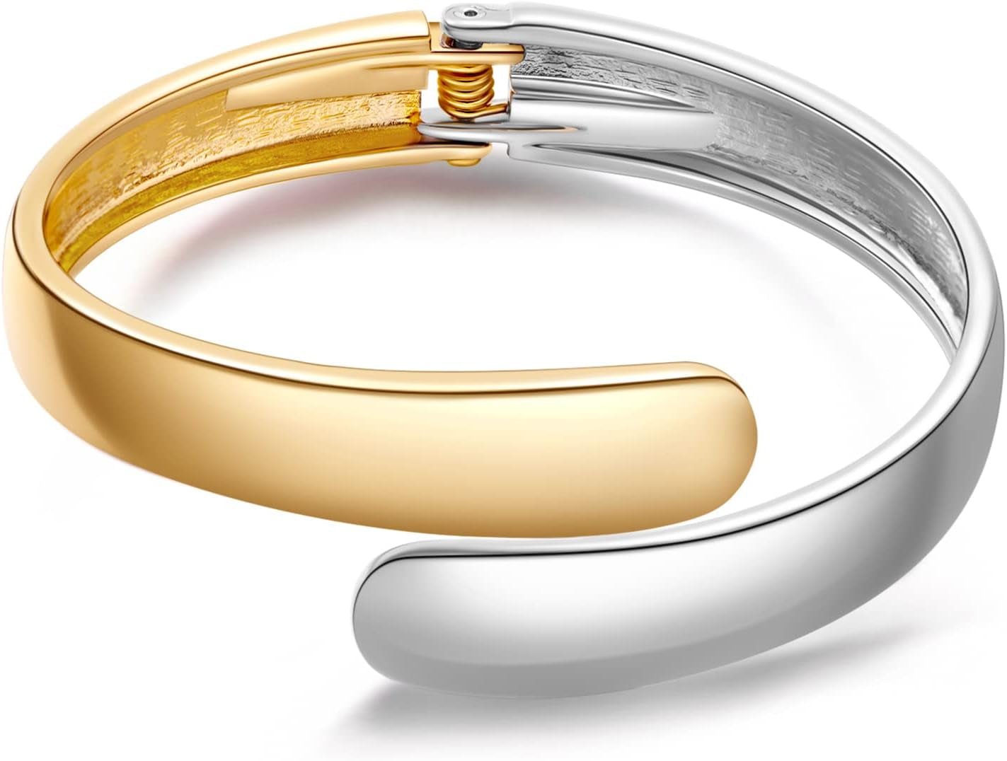 Two - Tone Cuff Bracelet for Women Dainty Teardrop Open Bangle Gold Plated Adjustable Cuff Bracelet - WORLD TIME VISITS