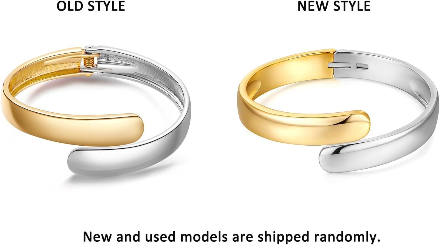 Two - Tone Cuff Bracelet for Women Dainty Teardrop Open Bangle Gold Plated Adjustable Cuff Bracelet - WORLD TIME VISITS
