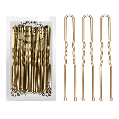 U Shaped Gold Hair Pins for Buns, 100 PCS 2.8" Blonde Hair Pins for Women Hair Styling with Thick Hair - WORLD TIME VISITS