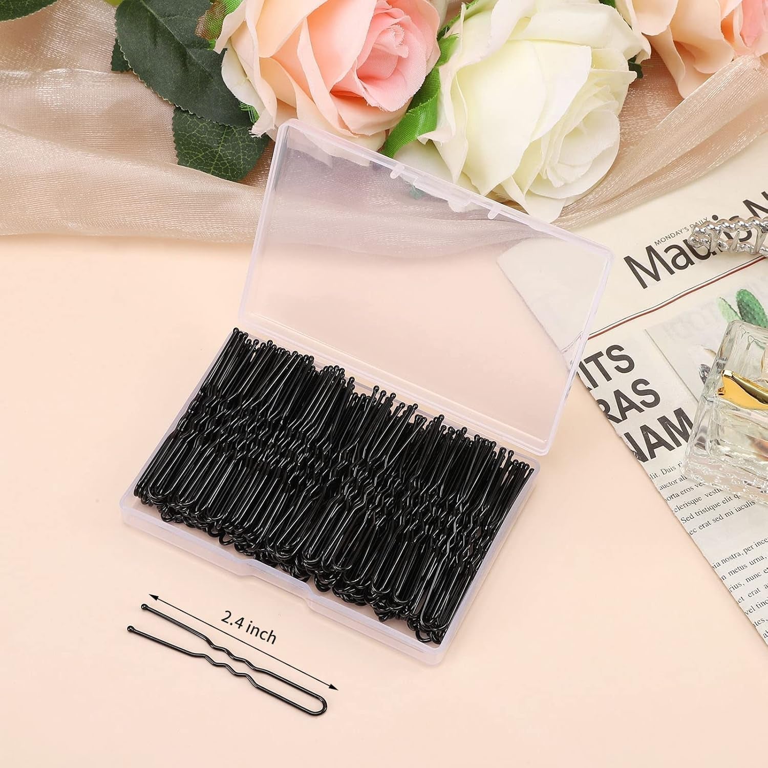 U - Shaped Hair Pins, 200 Count for Women Lady Girls Bobby Pins French Historical Hair Pin Hair Styling Pins Hair Accessories (Black, 2.4 Inch) - WORLD TIME VISITS