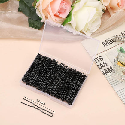 U - Shaped Hair Pins, 200 Count for Women Lady Girls Bobby Pins French Historical Hair Pin Hair Styling Pins Hair Accessories (Black, 2.4 Inch) - WORLD TIME VISITS