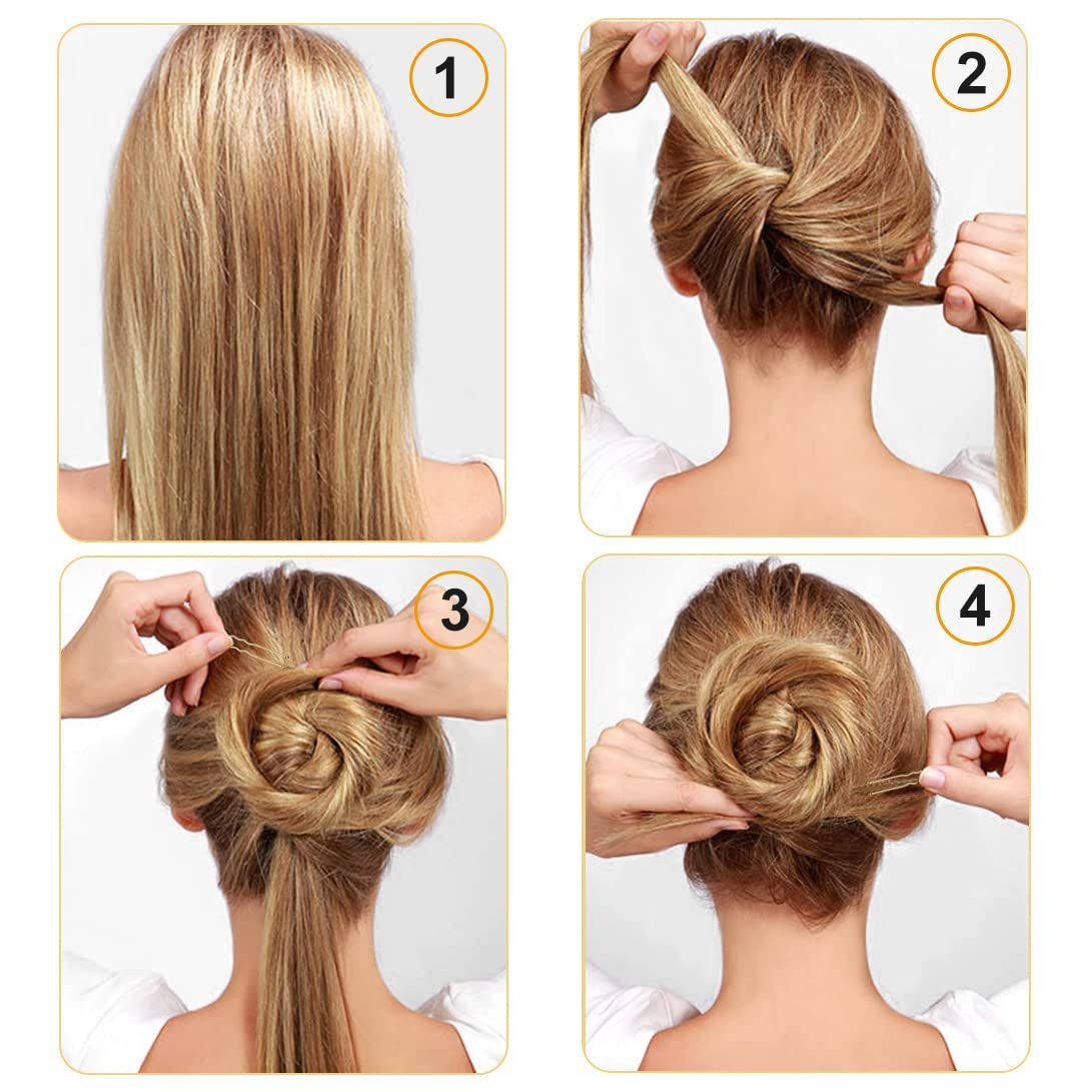 U Shaped Hair Pins, 200 Count for Women Lady Girls Bobby Pins French Historical Hair Pin Hair Styling Pins Hair Accessories, Blonde, 2.4 Inch