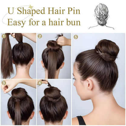 U Shaped Hair Pins, 200 Count of Buns Waved Hair Pins for Women Girls with Box for Updos French Twists, Bobby Pins Hairgrip Hair Grip Hairclip Bulk Hair Accessories (Black, 2.4 Inch)