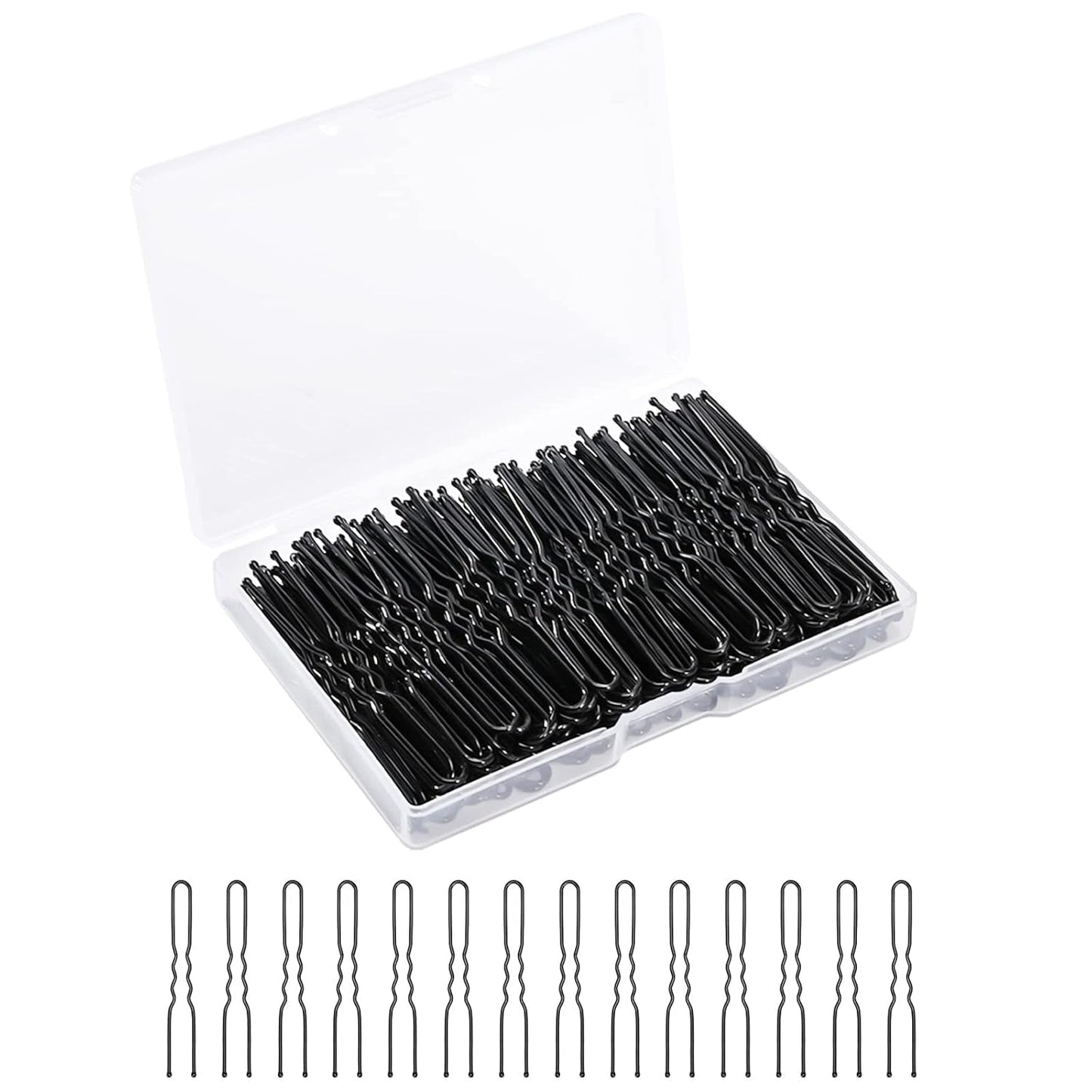 U Shaped Hair Pins, 200 Count of Buns Waved Hair Pins for Women Girls with Box for Updos French Twists, Bobby Pins Hairgrip Hair Grip Hairclip Bulk Hair Accessories (Black, 2.4 Inch) - WORLD TIME VISITS