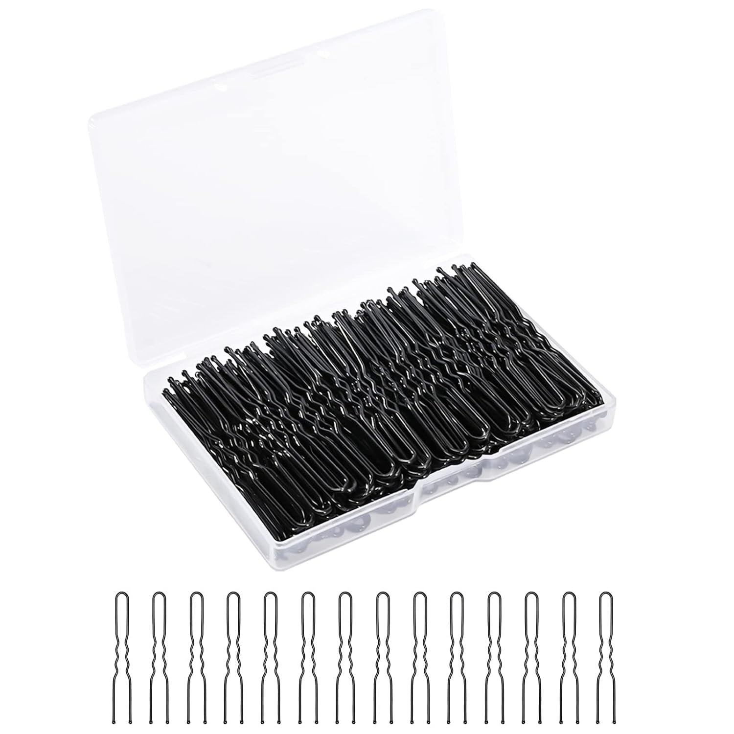 U Shaped Hair Pins, 200 Count of Buns Waved Hair Pins for Women Girls with Box for Updos French Twists, Bobby Pins Hairgrip Hair Grip Hairclip Bulk Hair Accessories (Black, 2.4 Inch) - WORLD TIME VISITS