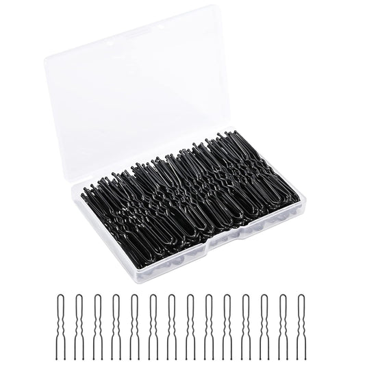 U Shaped Hair Pins, 200 Count of Buns Waved Hair Pins for Women Girls with Box for Updos French Twists, Bobby Pins Hairgrip Hair Grip Hairclip Bulk Hair Accessories (Black, 2.4 Inch) - WORLD TIME VISITS