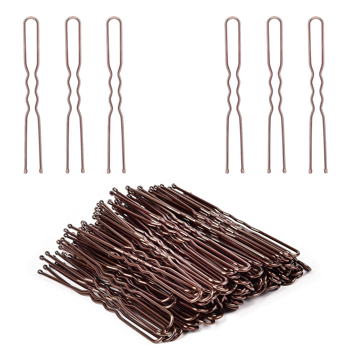 U Shaped Hair Pins, 2.4Inch Hair Pins for Women with Storage Box, Brown - WORLD TIME VISITS