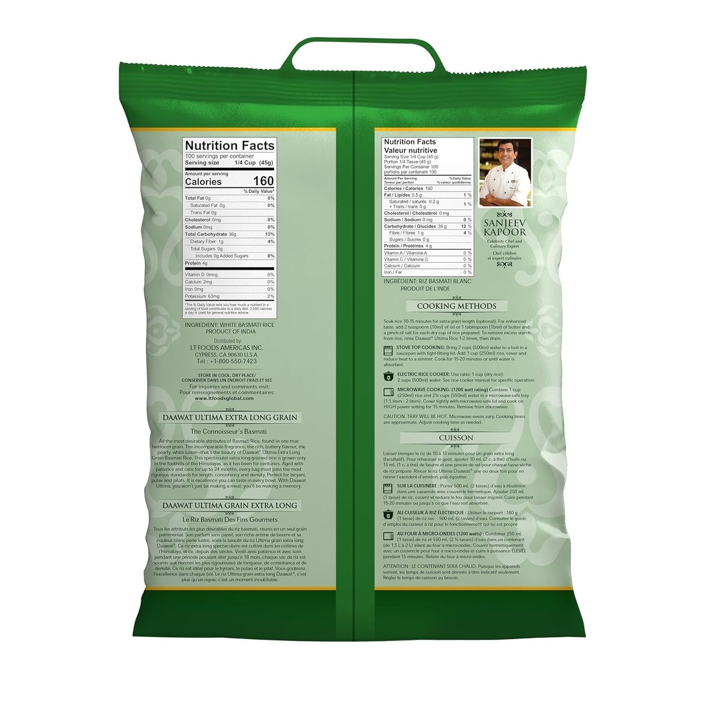 Ultima Extra Long Grain Basmati Rice, 2-Years Aged, 10Lbs