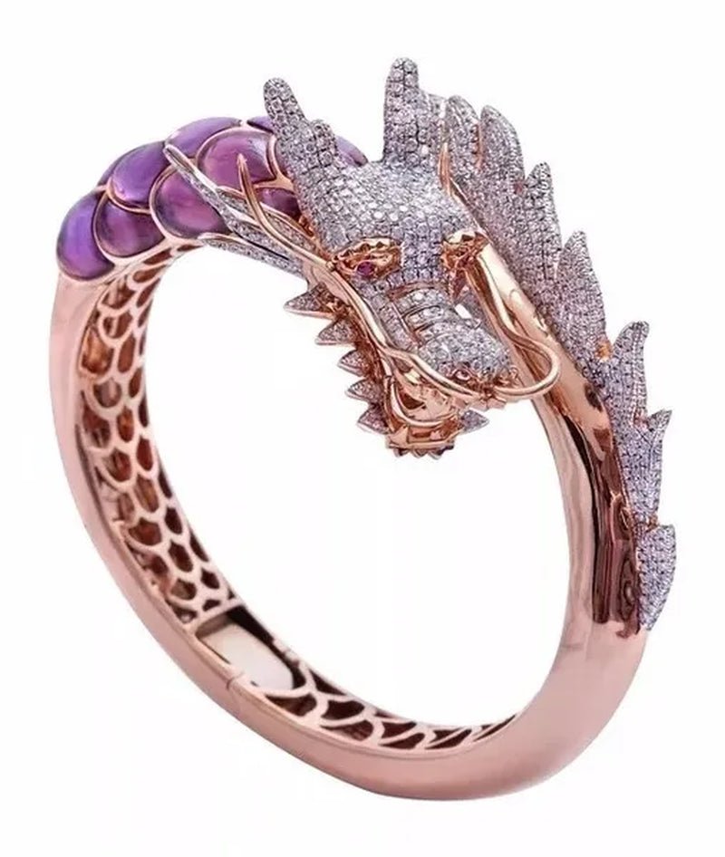 Unique Asian Chinese National Style Dragon Ring Luxury Two - color Ring Girlfriend Gift Ring Ladies Hip Hop Trend Jewelry Party Engagement Wedding Jewelry Ring Size 5 - 11 - WORLD TIME VISITS