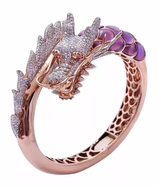 Unique Asian Chinese National Style Dragon Ring Luxury Two - color Ring Girlfriend Gift Ring Ladies Hip Hop Trend Jewelry Party Engagement Wedding Jewelry Ring Size 5 - 11 - WORLD TIME VISITS
