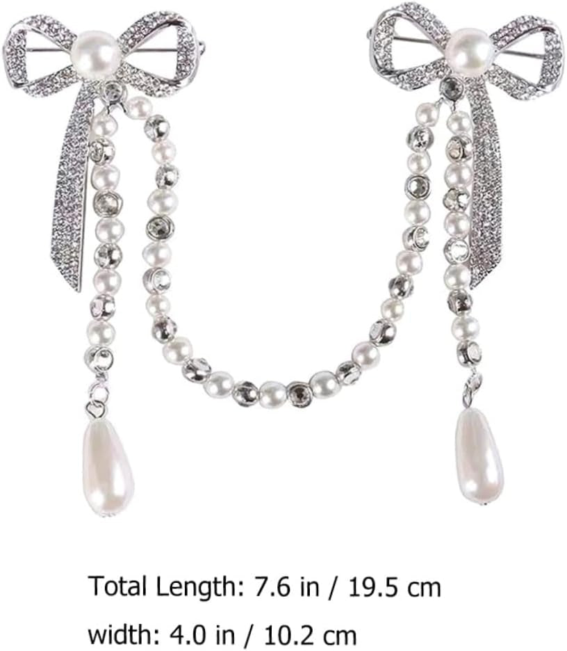 Unique Brooches for Women Pearl Butterfly Corsage Tassel Brooch Elegant Diamond Breast Pin Chain for Women Lady Pin Brooch for Parties