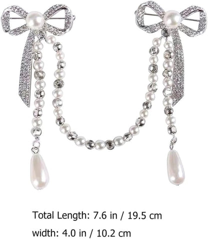 Unique Brooches for Women Pearl Butterfly Corsage Tassel Brooch Elegant Diamond Breast Pin Chain for Women Lady Pin Brooch for Parties