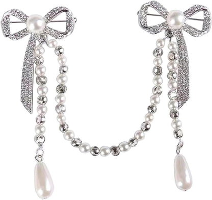 Unique Brooches for Women Pearl Butterfly Corsage Tassel Brooch Elegant Diamond Breast Pin Chain for Women Lady Pin Brooch for Parties - WORLD TIME VISITS