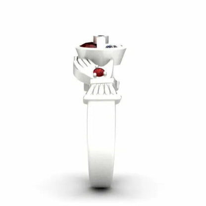 unique  Silver anniversary Statement Ring Natural Gemstones Ruby Ring Wedding Bride Engagement Band Charm Ring Jewelry