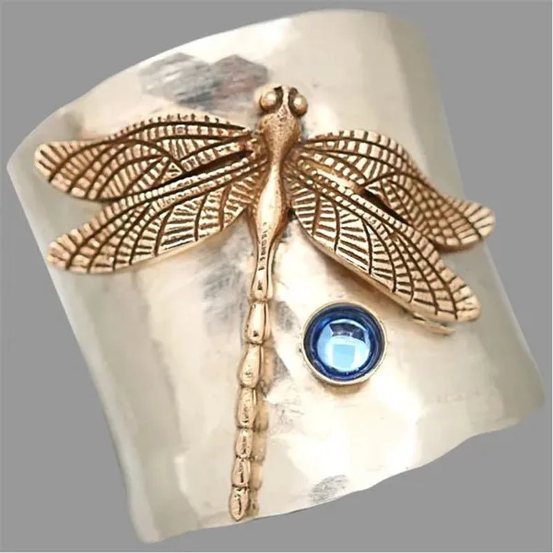 Unique Steam Punk Jewelry with a Victorian Style Twist Ring Dragonfly Ring September Birthstone Sapphire Anniversary Gift (Size:5 - 12) - WORLD TIME VISITS