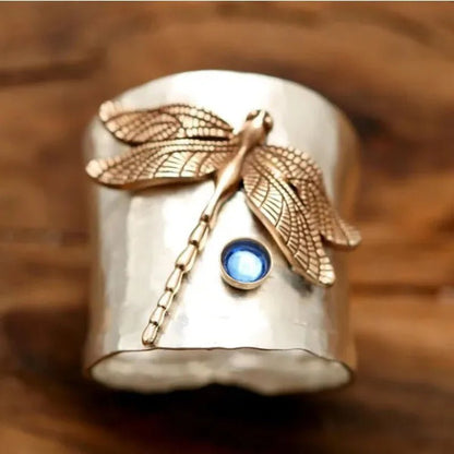 Unique Steam Punk Jewelry with a Victorian Style Twist Ring Dragonfly Ring September Birthstone Sapphire Anniversary Gift (Size:5-12)