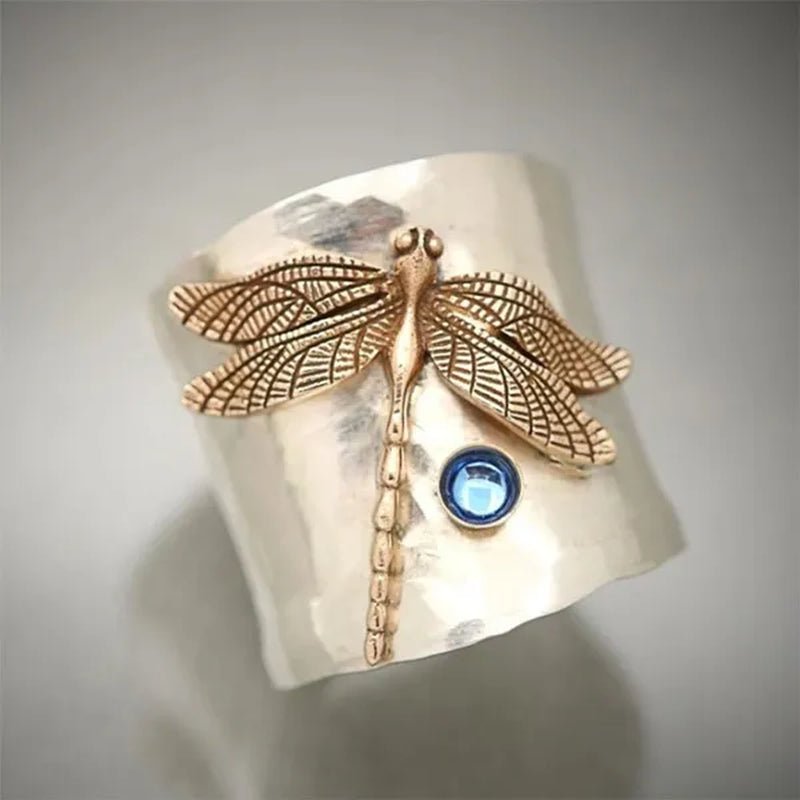 Unique Steam Punk Jewelry with a Victorian Style Twist Ring Dragonfly Ring September Birthstone Sapphire Anniversary Gift (Size:5 - 12) - WORLD TIME VISITS
