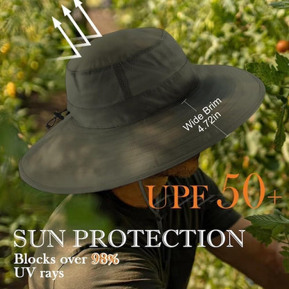 UPF50+ Mens Sun Hat Wide Brim Fishing Hat Foldable Large Brim UV Protection Sun Hat for Men Women Beach Gardening - WORLD TIME VISITS
