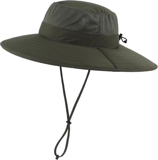 UPF50+ Mens Sun Hat Wide Brim Fishing Hat Foldable Large Brim UV Protection Sun Hat for Men Women Beach Gardening - WORLD TIME VISITS
