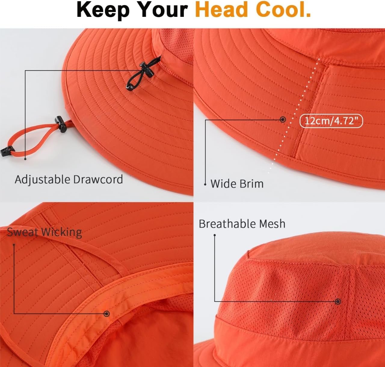 UPF50+ Mens Sun Hat Wide Brim Fishing Hat Foldable Large Brim UV Protection Sun Hat for Men Women Beach Gardening