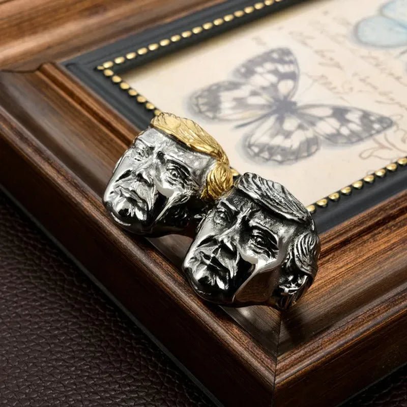USA President Trump Statue Commemorative Coin Rings Trump Supporters Titanium Steel Jewelry Successfully Elected Souvenir Gift