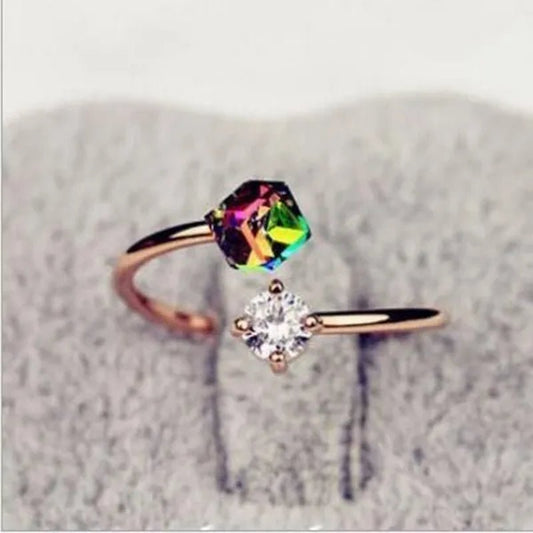Valentine'S Day Gift Fancy Diamond Rose Gold Retro Zircon Ring Korean Fashion Trendy Female Jewelry - WORLD TIME VISITS