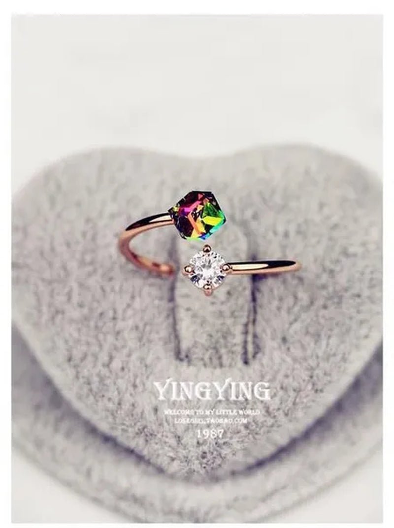 Valentine'S Day Gift Fancy Diamond Rose Gold Retro Zircon Ring Korean Fashion Trendy Female Jewelry