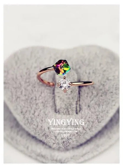 Valentine'S Day Gift Fancy Diamond Rose Gold Retro Zircon Ring Korean Fashion Trendy Female Jewelry