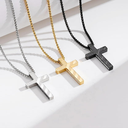 Valentines Day Gifts for Him Cross Necklace for Men Boys, 316L Stainless Steel Chain Pendant Bible Verse Religious Christian Christmas Jewelry Gifts 22+2 Inches