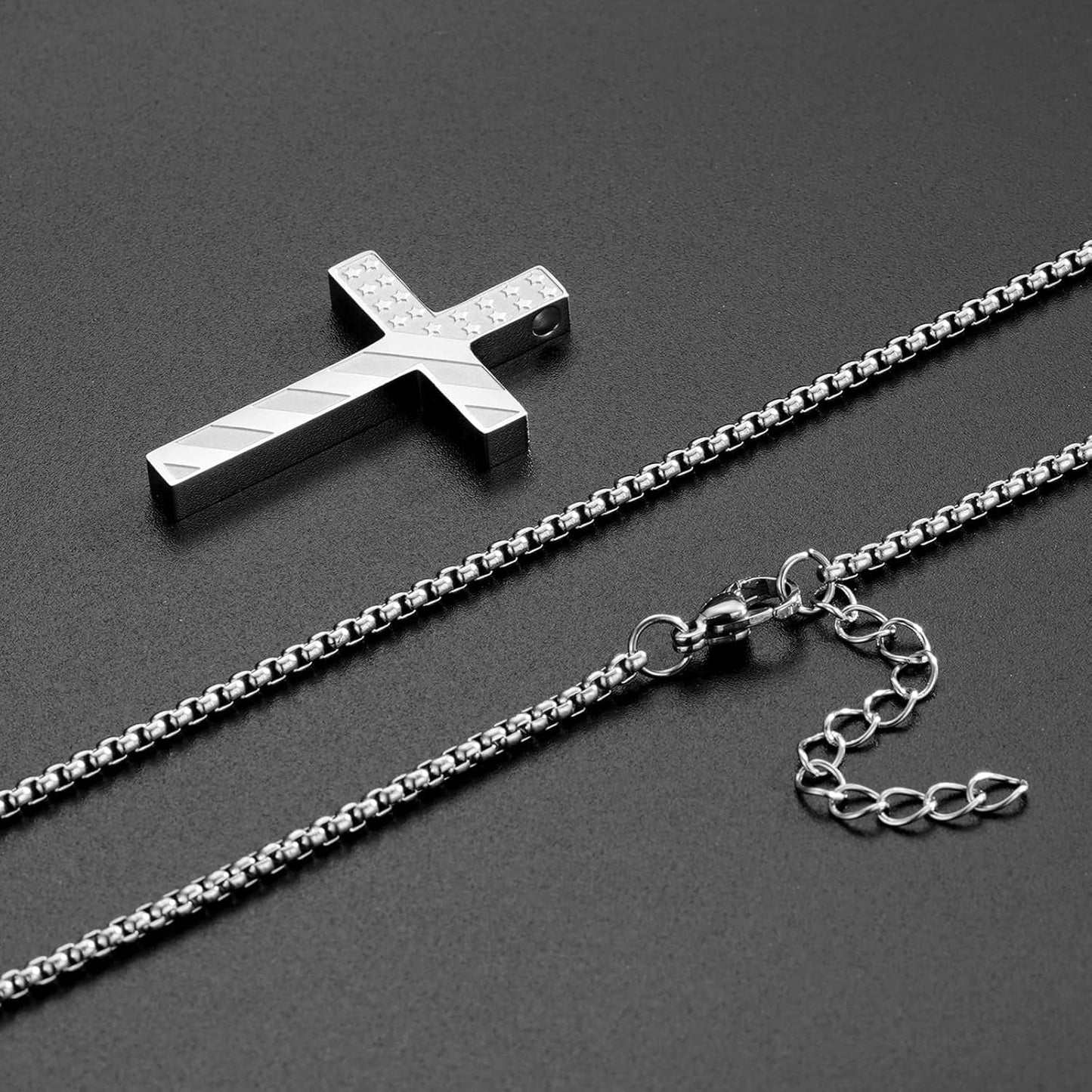 Valentines Day Gifts for Him Cross Necklace for Men Boys, 316L Stainless Steel Chain Pendant Bible Verse Religious Christian Christmas Jewelry Gifts 22+2 Inches - WORLD TIME VISITS
