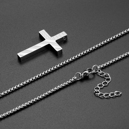 Valentines Day Gifts for Him Cross Necklace for Men Boys, 316L Stainless Steel Chain Pendant Bible Verse Religious Christian Christmas Jewelry Gifts 22+2 Inches - WORLD TIME VISITS