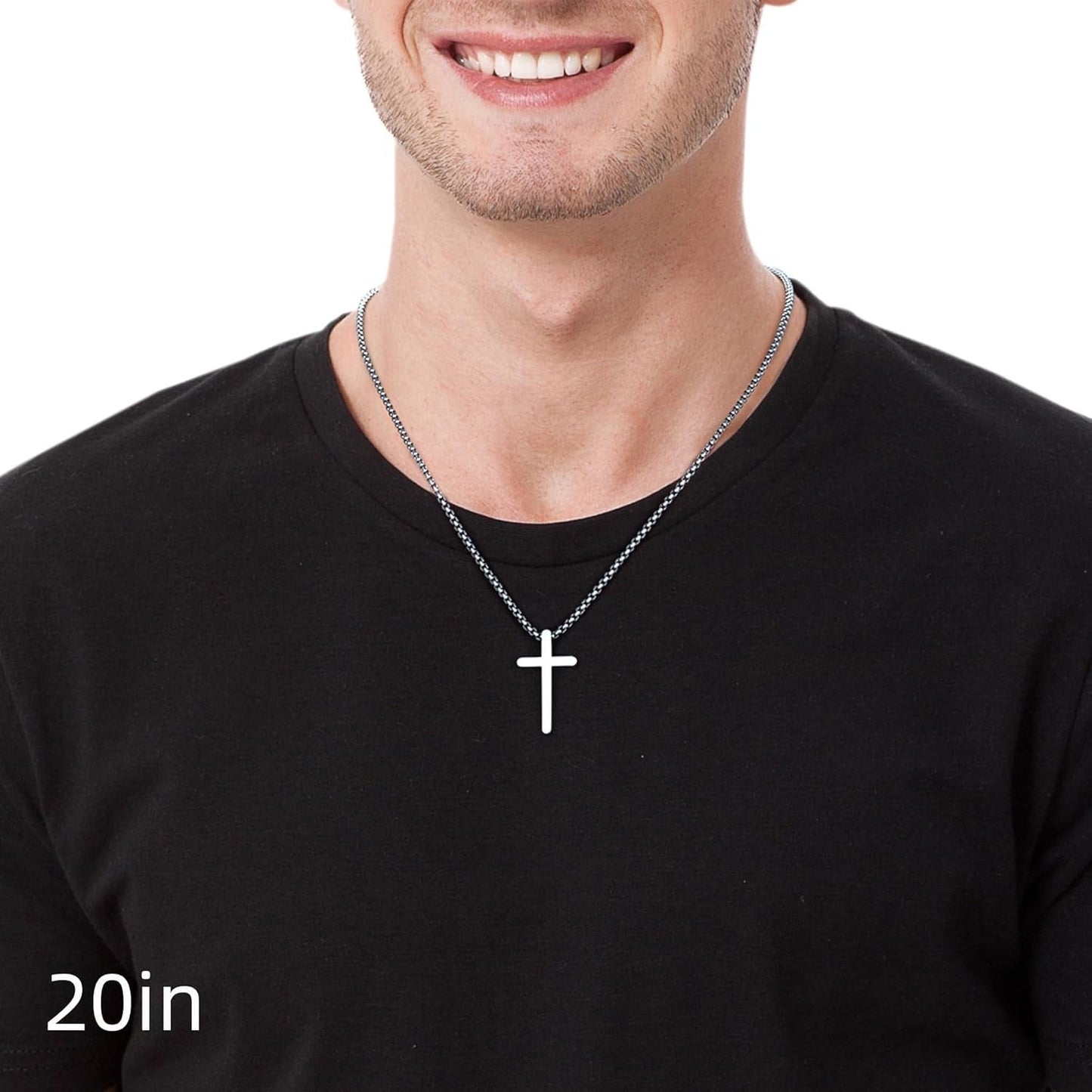 Valentines Gifts - 2 Pcs/3 Pcs Cross Necklace for Men, Silver Black Gold Cross Chain Stainless Steel Cross Pendant Jewelry Gifts for Boys Men 16 - 30 Inches - WORLD TIME VISITS