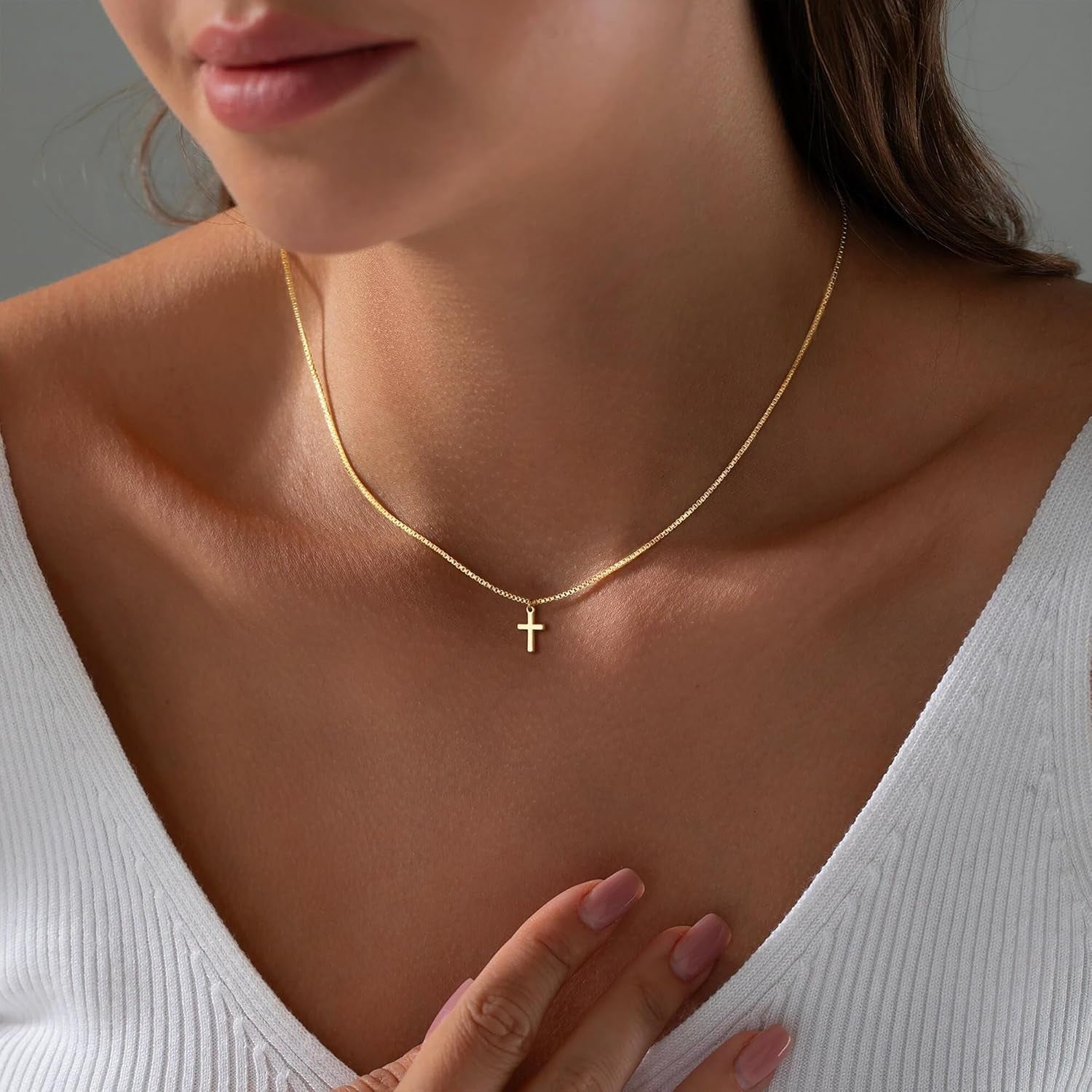 Valentines Gifts for Her Teen Girls Kids - Valentines Day Cross Necklace Dainty 14K - Gold - Plated Cross Pendant Necklaces Simple Tiny Necklace Christian Religious Easter Jewelry Gift for Teenage Girl Women - WORLD TIME VISITS