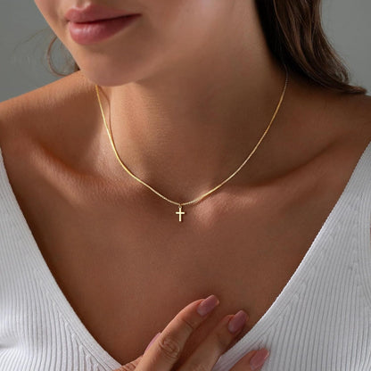 Valentines Gifts for Her Teen Girls Kids - Valentines Day Cross Necklace Dainty 14K - Gold - Plated Cross Pendant Necklaces Simple Tiny Necklace Christian Religious Easter Jewelry Gift for Teenage Girl Women - WORLD TIME VISITS