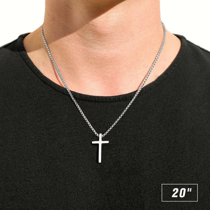Valentines Gifts for Him Men Teen Boys - Cross Necklace for Men, Silver Black Gold Stainless Steel Plain Cross Pendant Necklace Box Chain 16 - 30 Inch - WORLD TIME VISITS
