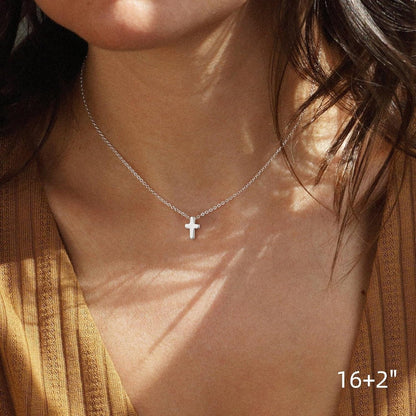Valentines Gifts for Kids Girls -Cross Necklace for Women Teen Girls, Dainty 14K Real Gold Plated Cross Pendant Necklace Sideways Cross Choker Layered Necklace Gifts for Women Girl