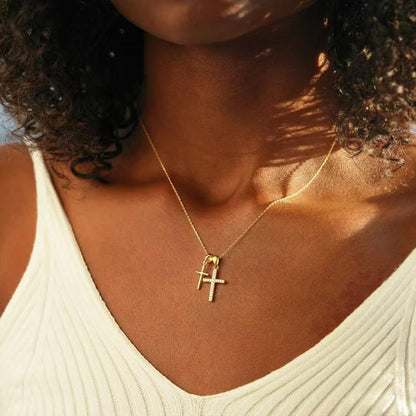 Valentines Gifts S925 Sterling Silver Heart Necklace for Women Dainty 14K Gold Plated CZ Infinity Double Cross Star Pendant Choker Necklaces Trendy Bead Chain Jewelry Gifts for Mom Daughter
