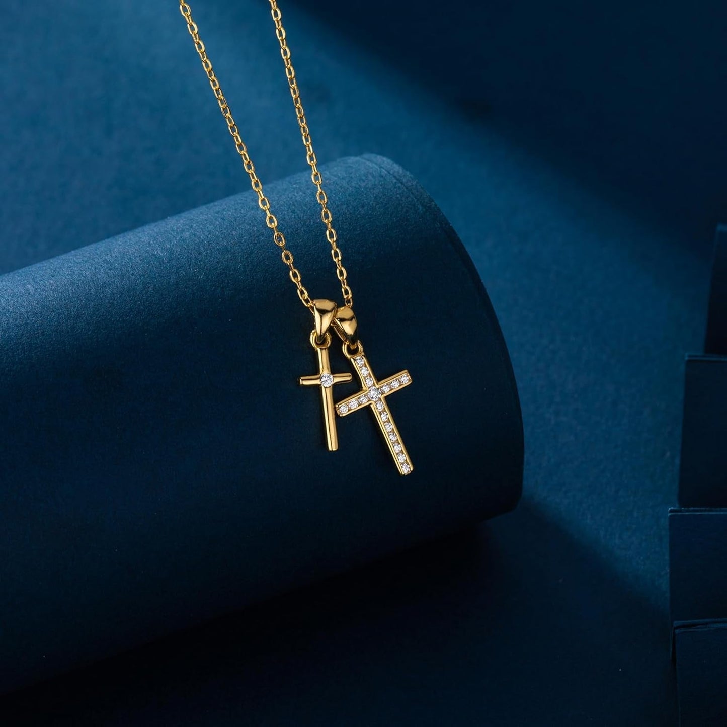 Valentines Gifts S925 Sterling Silver Heart Necklace for Women Dainty 14K Gold Plated CZ Infinity Double Cross Star Pendant Choker Necklaces Trendy Bead Chain Jewelry Gifts for Mom Daughter