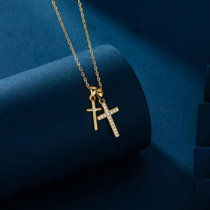 Valentines Gifts S925 Sterling Silver Heart Necklace for Women Dainty 14K Gold Plated CZ Infinity Double Cross Star Pendant Choker Necklaces Trendy Bead Chain Jewelry Gifts for Mom Daughter