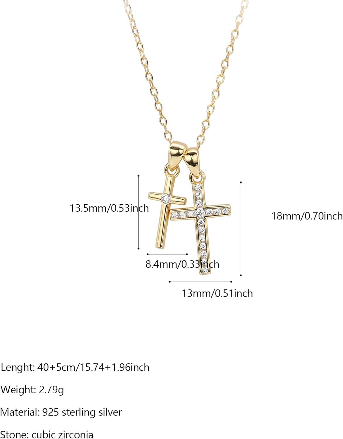 Valentines Gifts S925 Sterling Silver Heart Necklace for Women Dainty 14K Gold Plated CZ Infinity Double Cross Star Pendant Choker Necklaces Trendy Bead Chain Jewelry Gifts for Mom Daughter