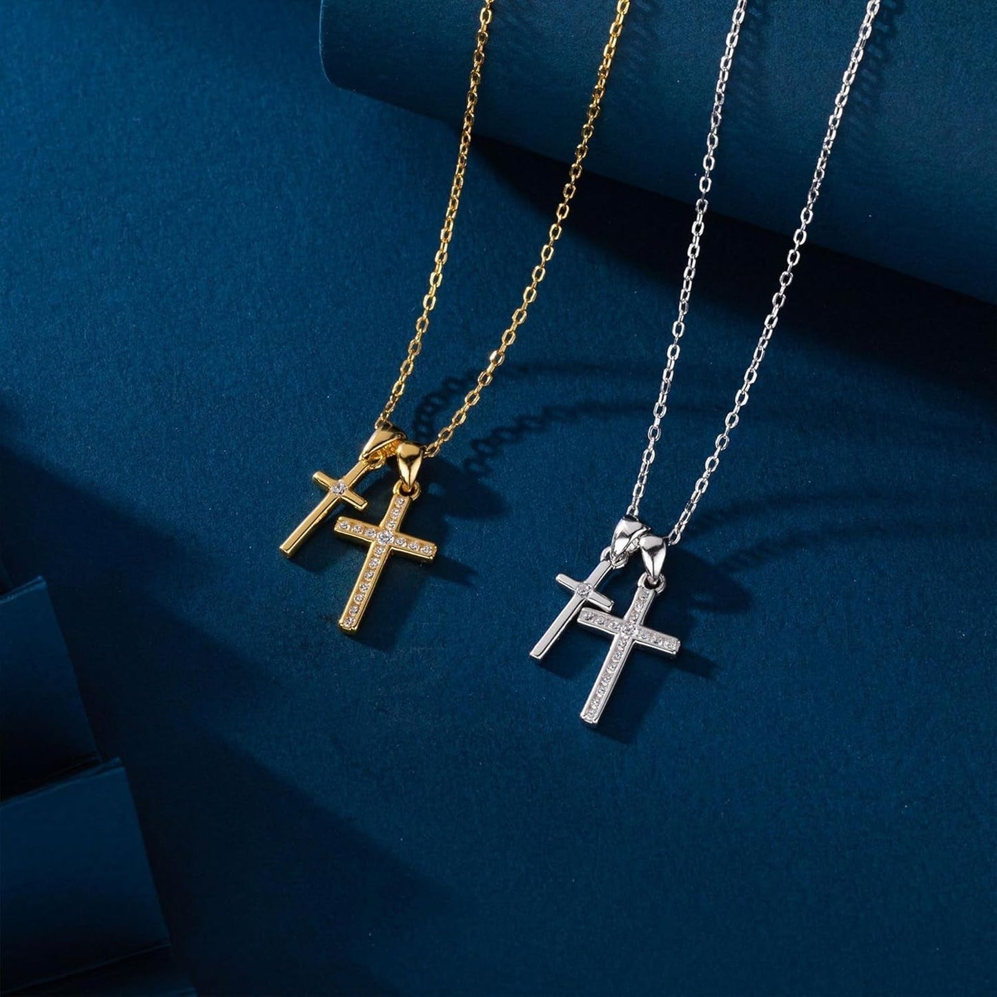 Valentines Gifts S925 Sterling Silver Heart Necklace for Women Dainty 14K Gold Plated CZ Infinity Double Cross Star Pendant Choker Necklaces Trendy Bead Chain Jewelry Gifts for Mom Daughter
