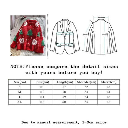 VANGULL Brand Women Christmas Snowflake Pullover Sweater Autumn Winter Thicken Casual Soft Loose Round Neck Long Sleeves Knitted Top - WORLD TIME VISITS